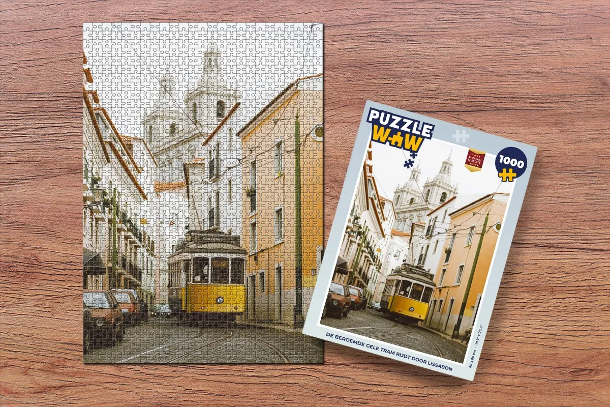 PuzzleWow Legpuzzel De Gele Tram Lissabon 1000 Stuks