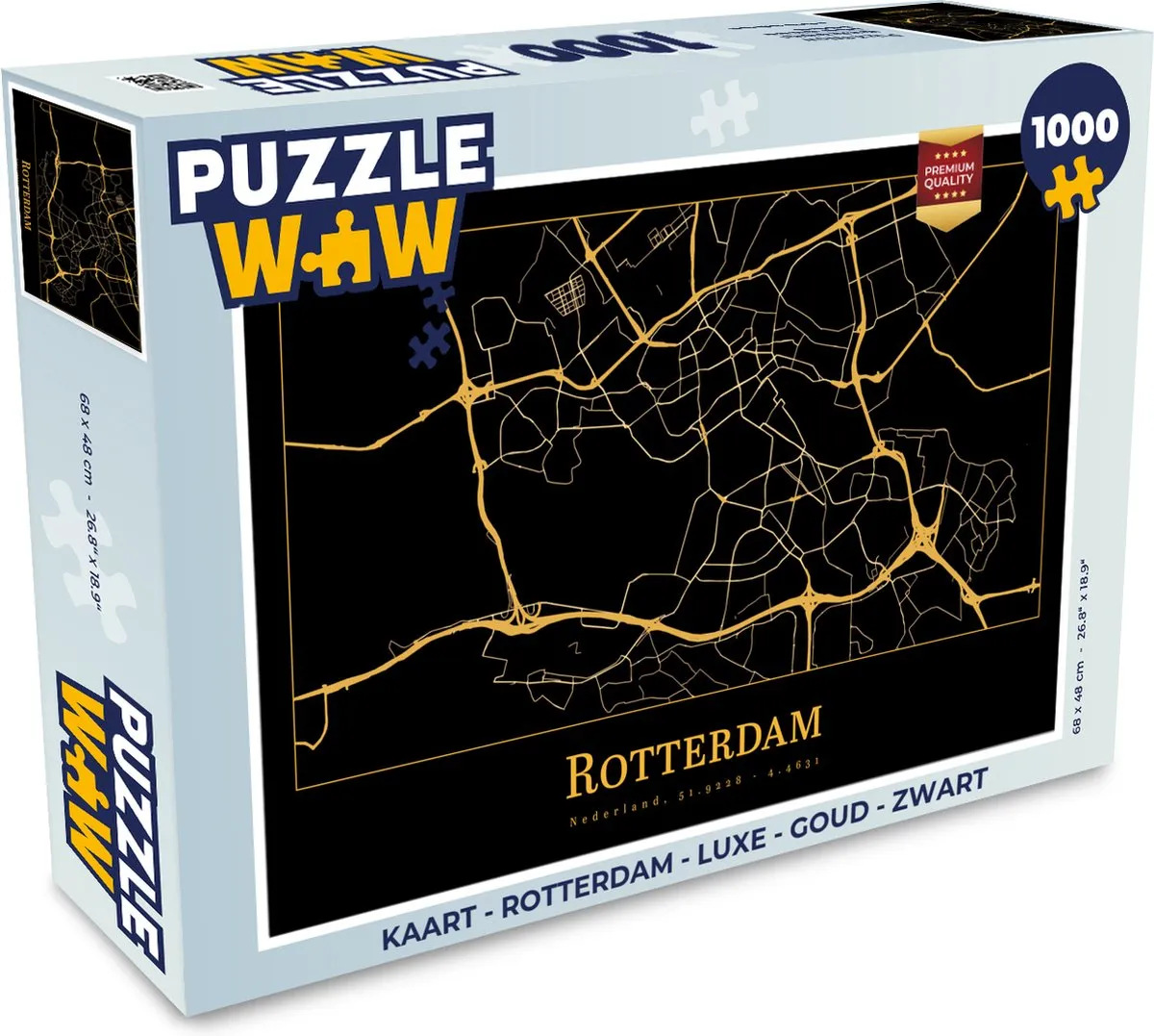 PuzzleWow Rotterdam Legpuzzel 1000 Stuks - Goud/Zwart