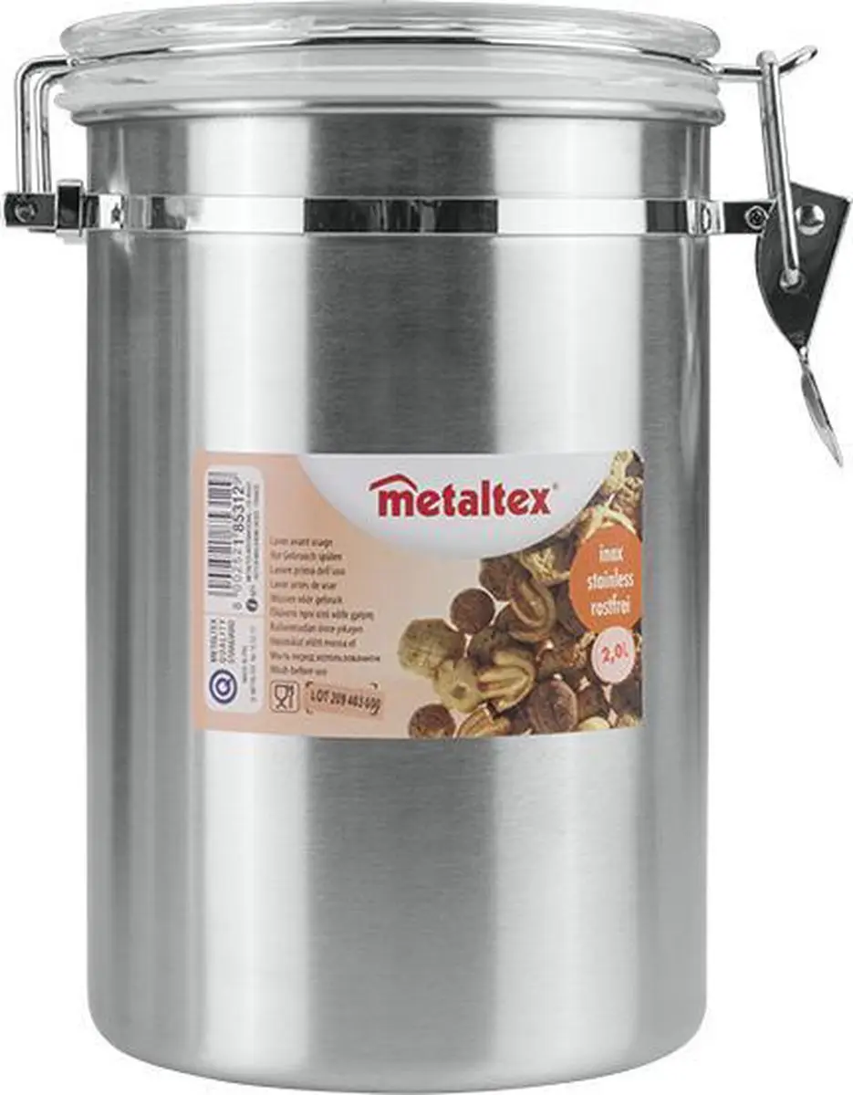 Metaltex Voorraadbus met Clipsluiting - 2,0 l - RVS - afbeelding 2 van 2