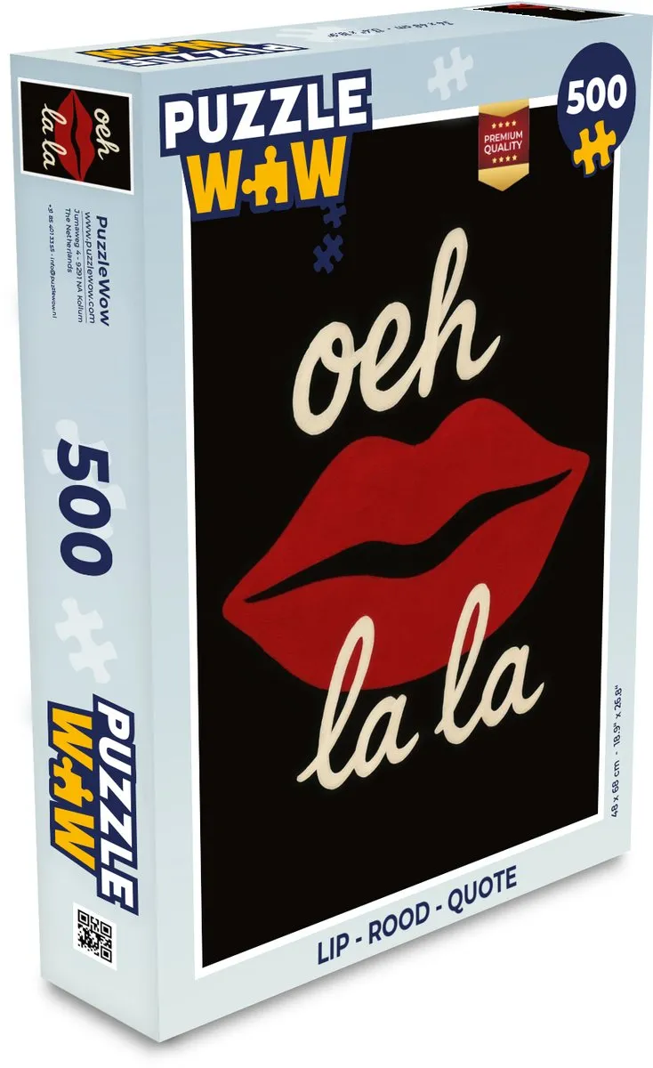 PuzzleWow Lip Quote Legpuzzel 500 Stuks - Rood