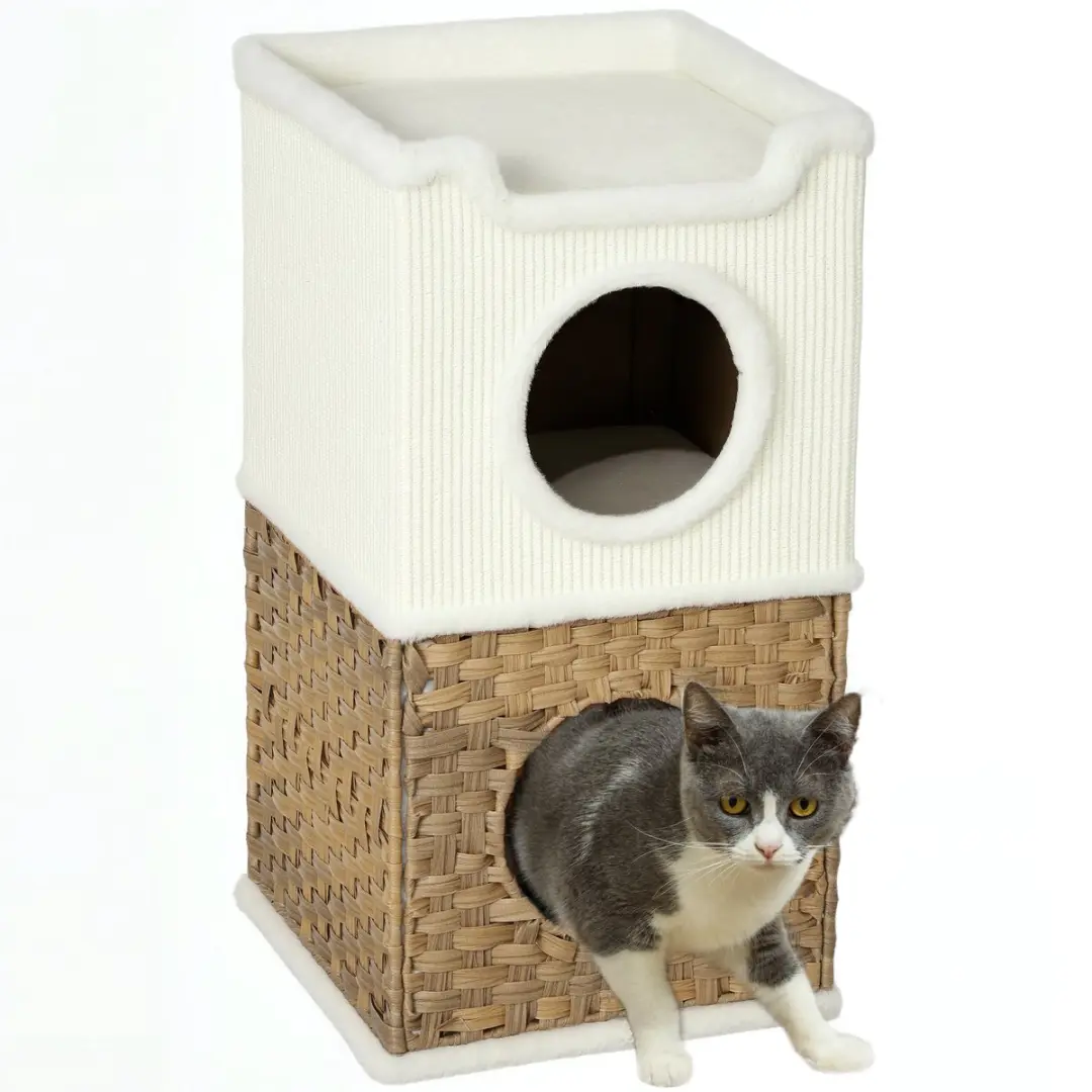 PawHut-Kattentoren-Spaanplaat-41x41x75,5cm-Crème