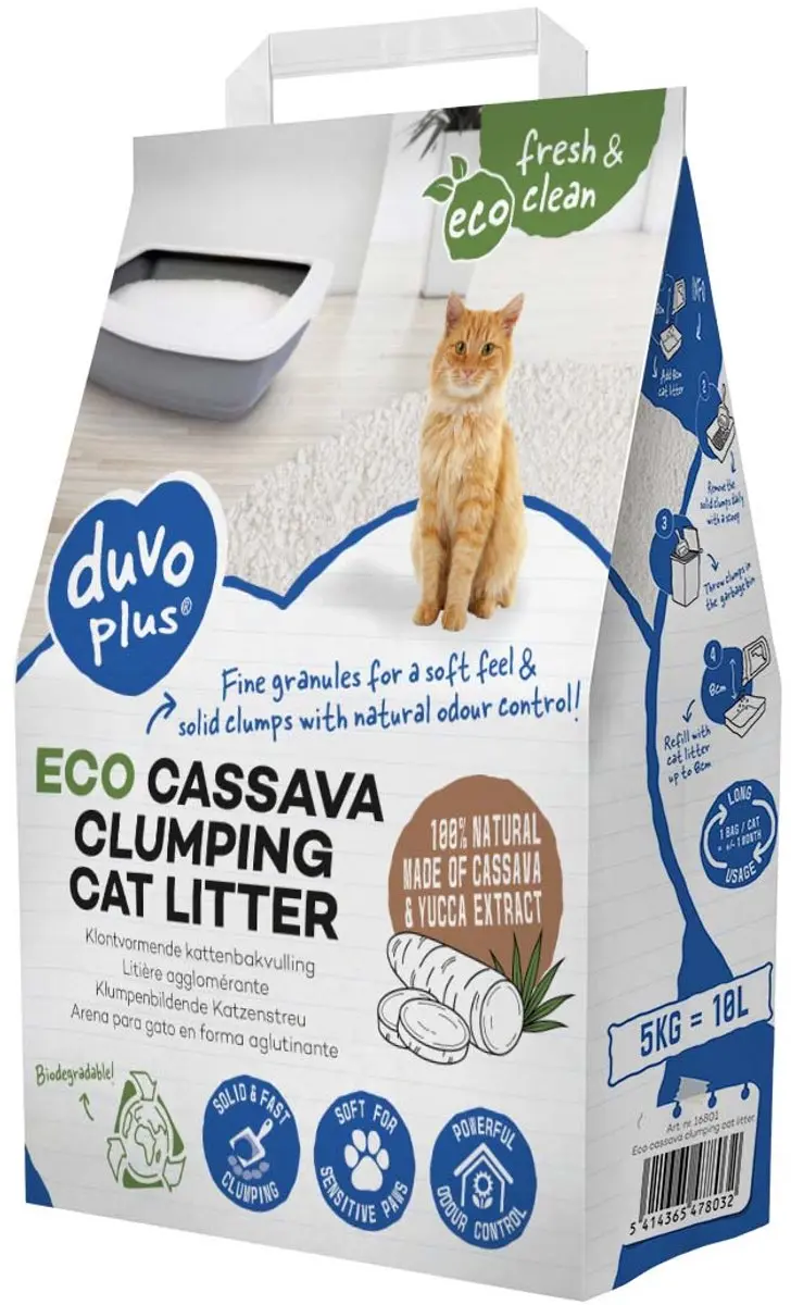 ECO cassave kattenbakvulling klontvormend 5kg-10L