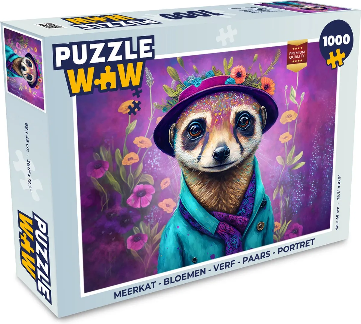 PuzzleWow Meerkat Bloemen Verf Legpuzzel 1000 Stuks
