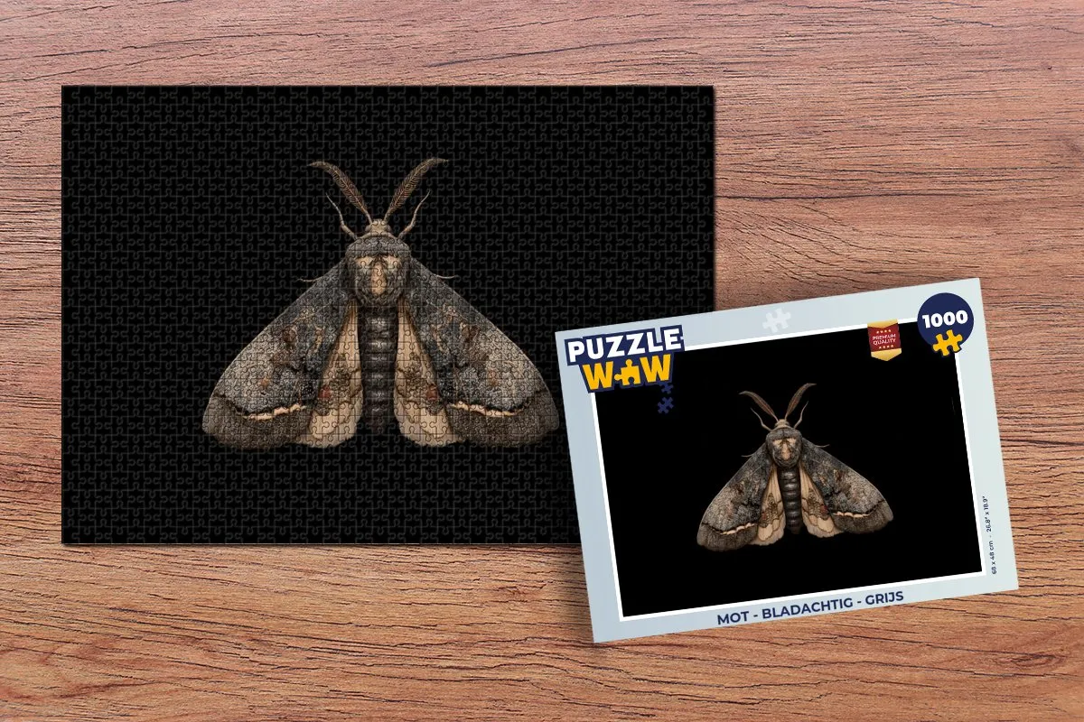 PuzzleWow Mot Bladachtig Legpuzzel 1000 Stuks - Grijs
