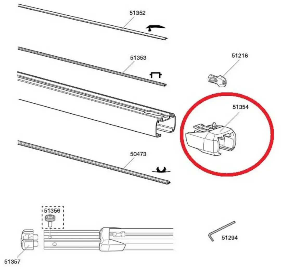 Thule End Cap 51354 For Slide Bar Single Reserveonderdeel Zwart