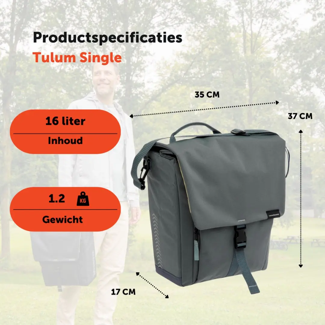 New Looxs Tulum Single Fietstas 16L - Grijs-Groen - afbeelding 2 van 6
