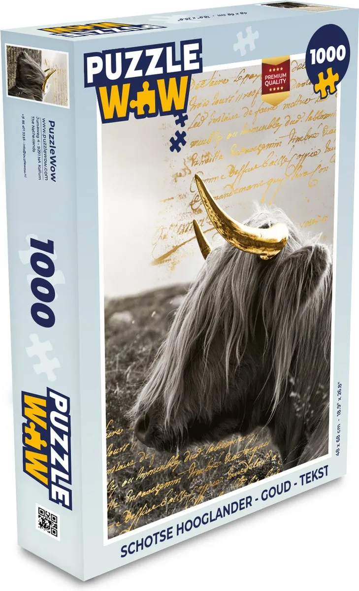 PuzzleWow Schotse Hooglander Legpuzzel 1000 Stuks