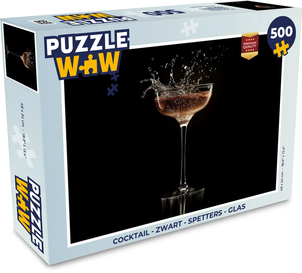 PuzzleWow Cocktail Legpuzzel 500 Stuks - Zwart