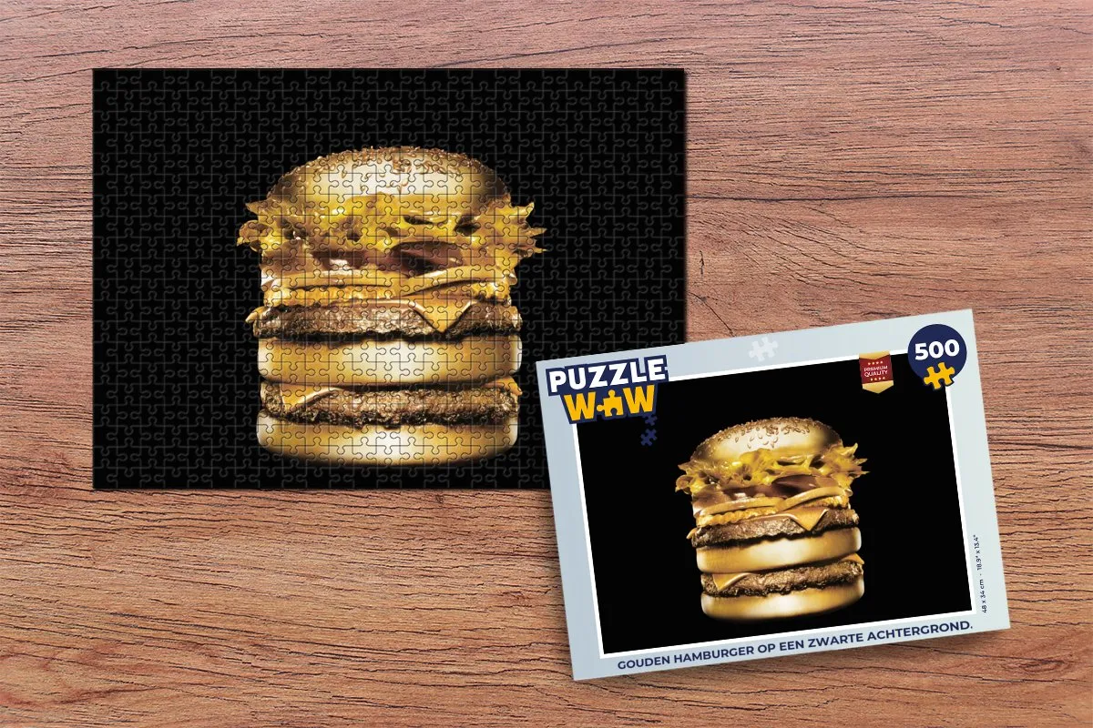 PuzzleWow Legpuzzel Gouden Hamburger 500 Stuks - Multicolor