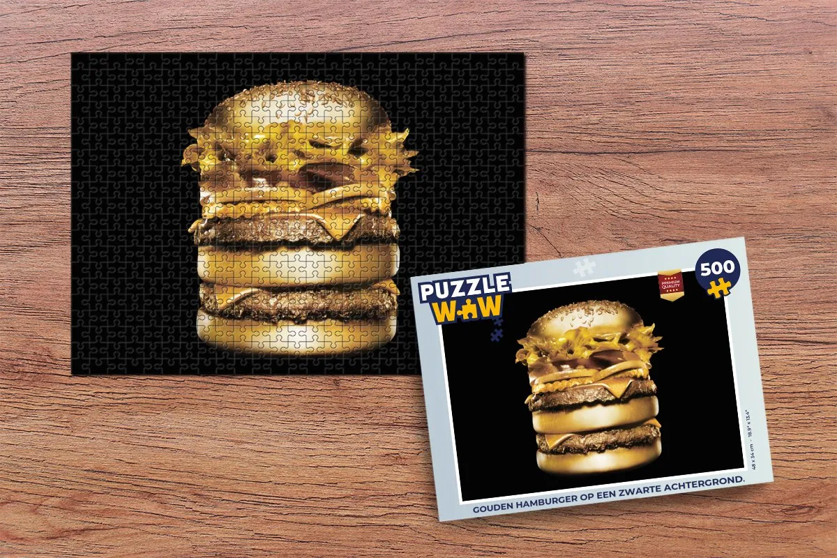 PuzzleWow Legpuzzel Gouden Hamburger 500 Stuks - Multicolor