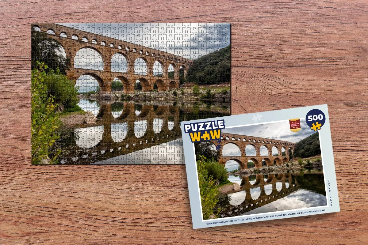 PuzzleWow Legpuzzel Pont du Gard 500 Stuks - Multicolor