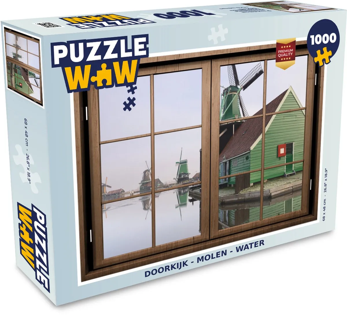 PuzzleWow Doorkijk Molen Water Legpuzzel 1000 Stuks - Multicolor