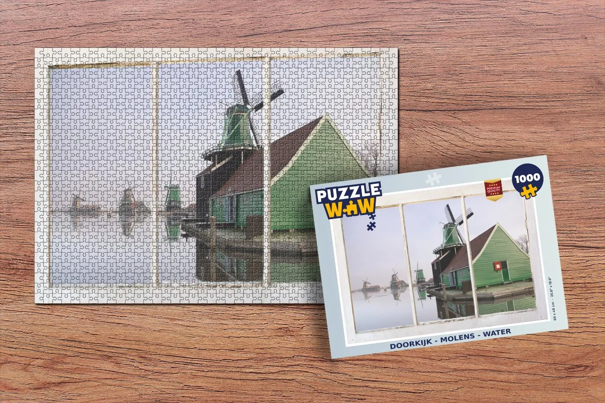 PuzzleWow Doorkijk Molen Water Legpuzzel 1000 Stuks - Multicolor