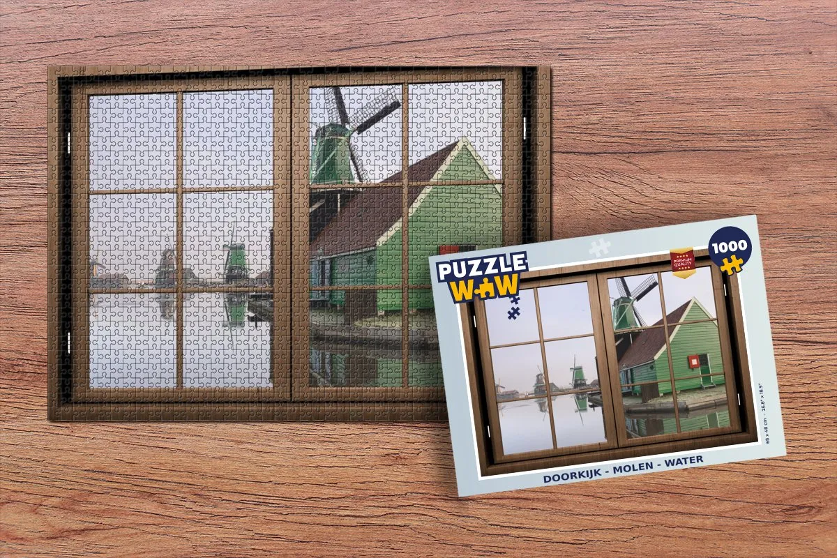 PuzzleWow Doorkijk Molen Water Legpuzzel 1000 Stuks - Multicolor