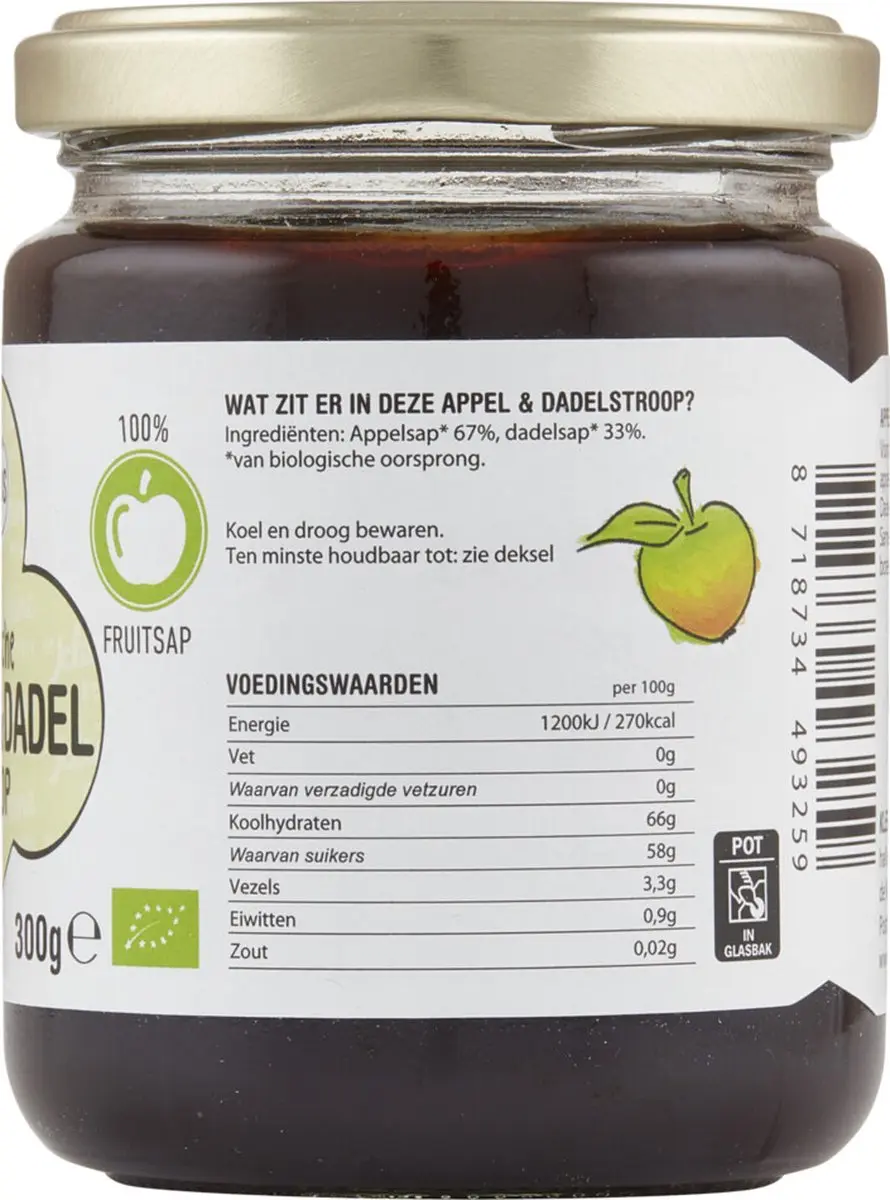 De Kleine Keuken Bio Appel & Dadelstroop 300g