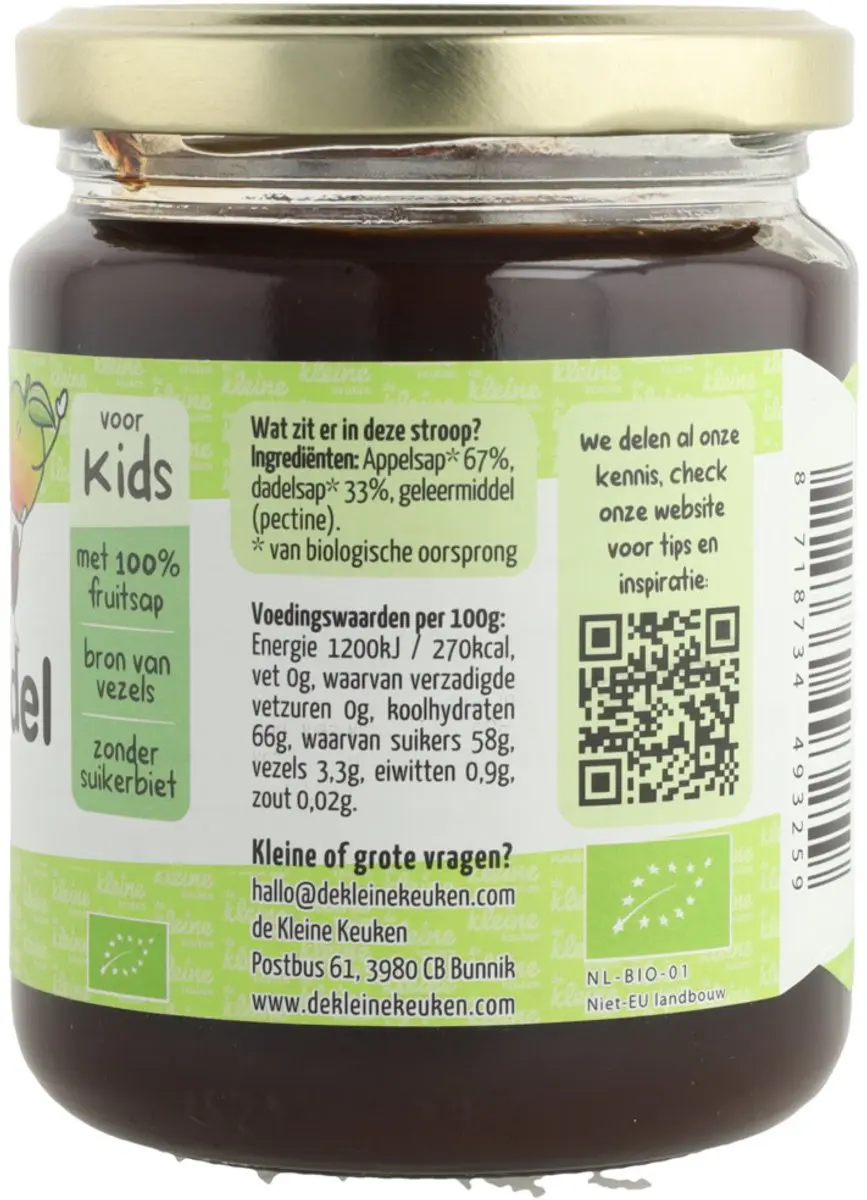 De Kleine Keuken Bio Appel & Dadelstroop 300g