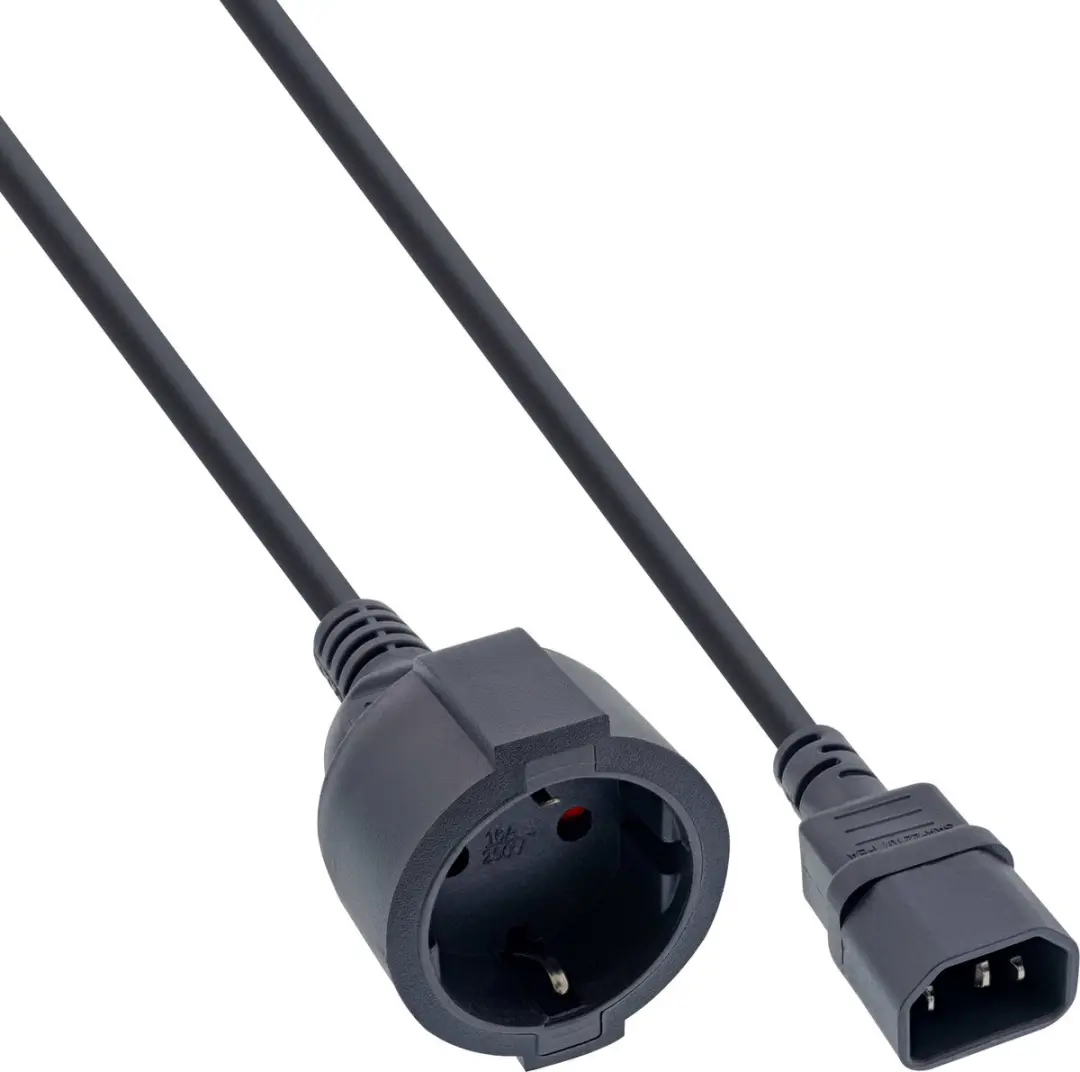 InLine C14 CEE 7/3 Stroomkabel 3x0,75mm² - 0,5m - Zwart