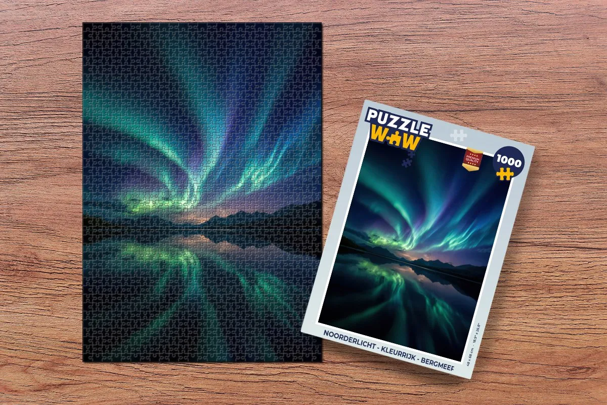 PuzzleWow Noorderlicht Legpuzzel 1000 Stuks - Kleurrijk Bergen & Meer