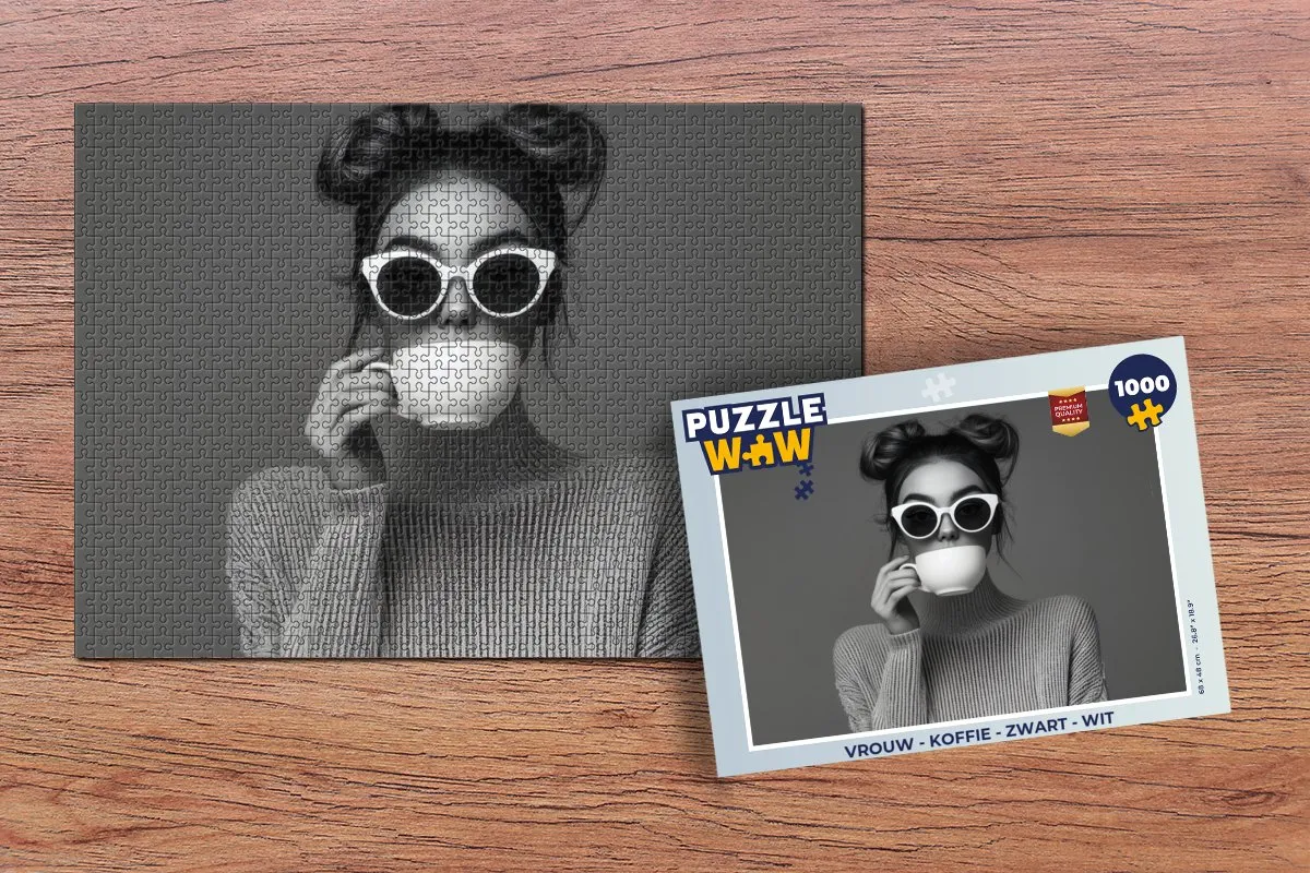 PuzzleWow Legpuzzel 1000 Stuks - Vrouw & Koffie