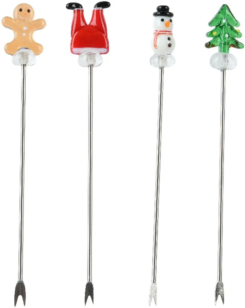 Kaemingk Kerst Cocktailprikkers Sneeuwpop Peperkoekman
