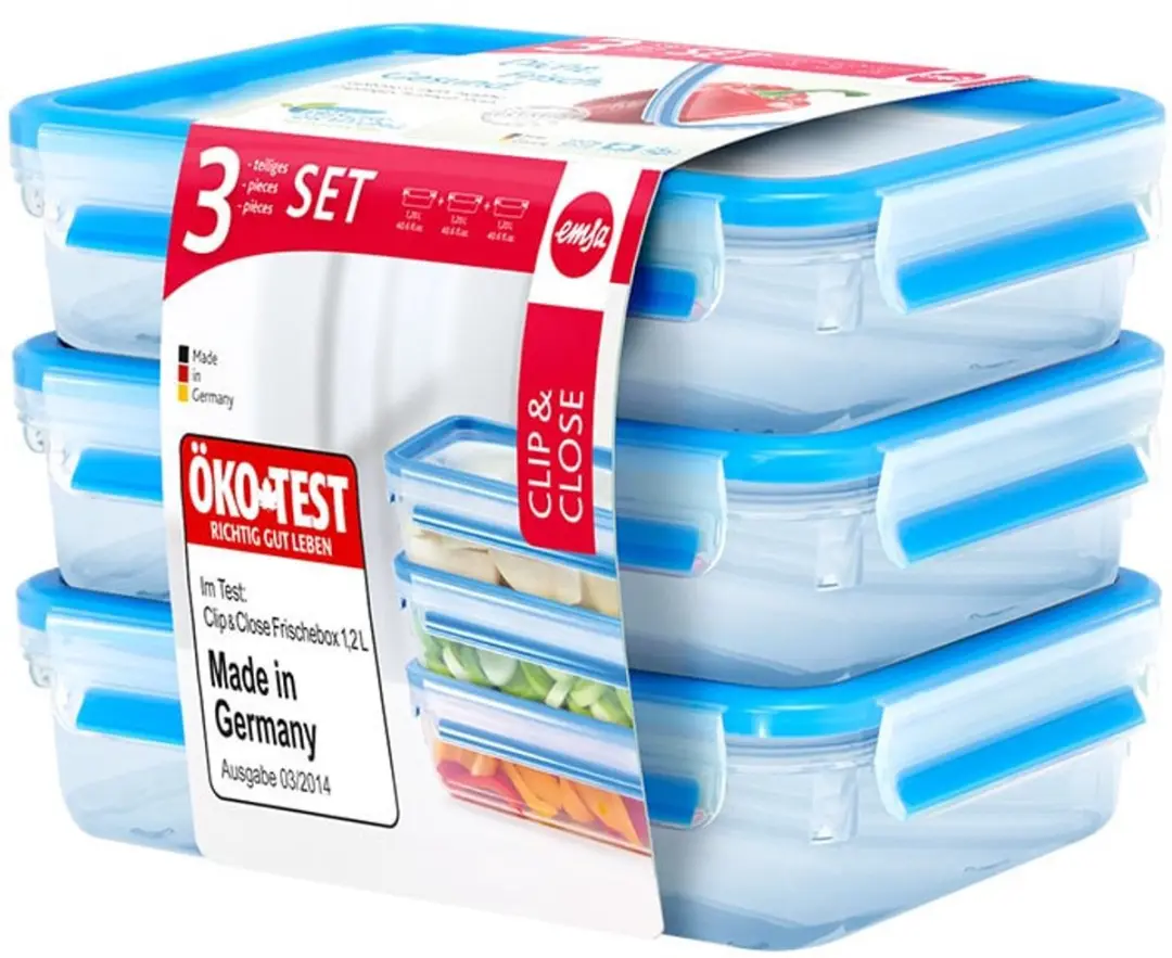 EMSA 515645 Rechthoekig Doos 1.2l Blauw, Doorschijnend 3stuk(s) Voorraaddoos