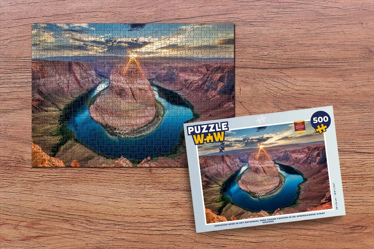 PuzzleWow Horsehoe Bend Grand Canyon Legpuzzel 500 Stuks - Multicolor