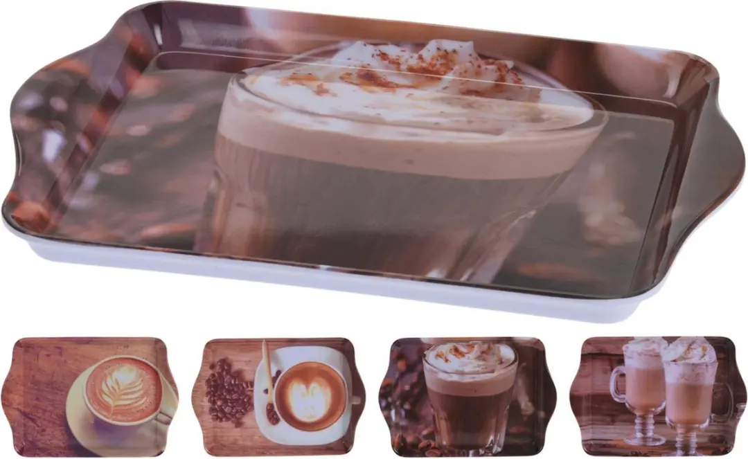 Dienblad koffie dessin melamine 21x14cm