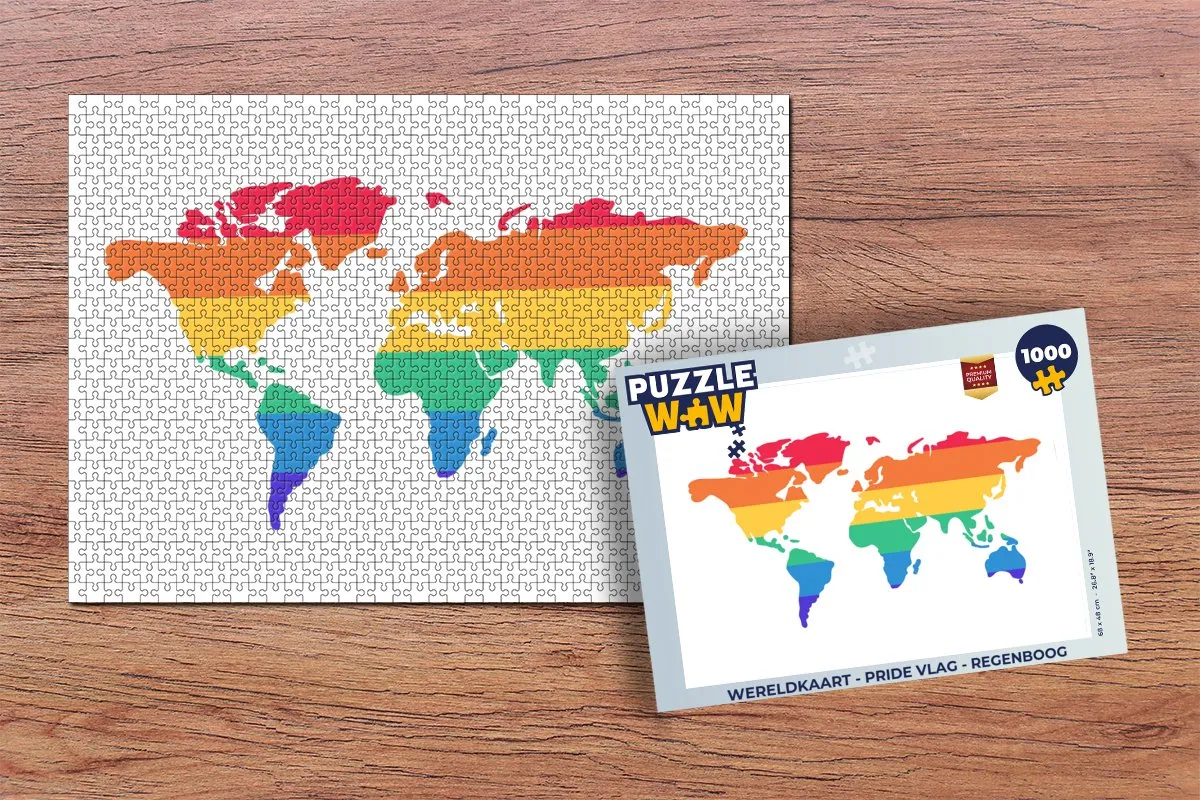 PuzzleWow Wereldkaart Pride Legpuzzel 1000 Stuks - Multicolor