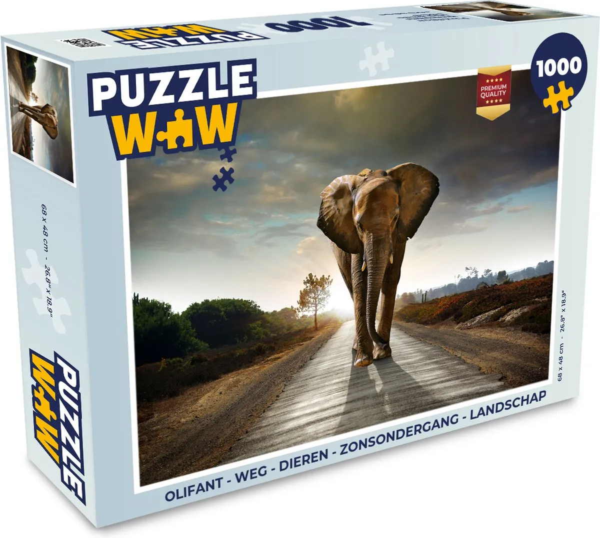 PuzzleWow Olifant Weg Legpuzzel 1000 Stuks - Multicolor
