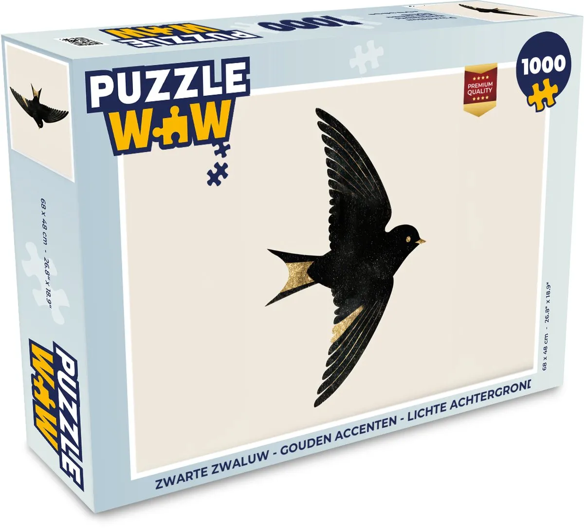 PuzzleWow Puzzel Zwarte Zwaluw 1000 Stuks - Gouden Accenten