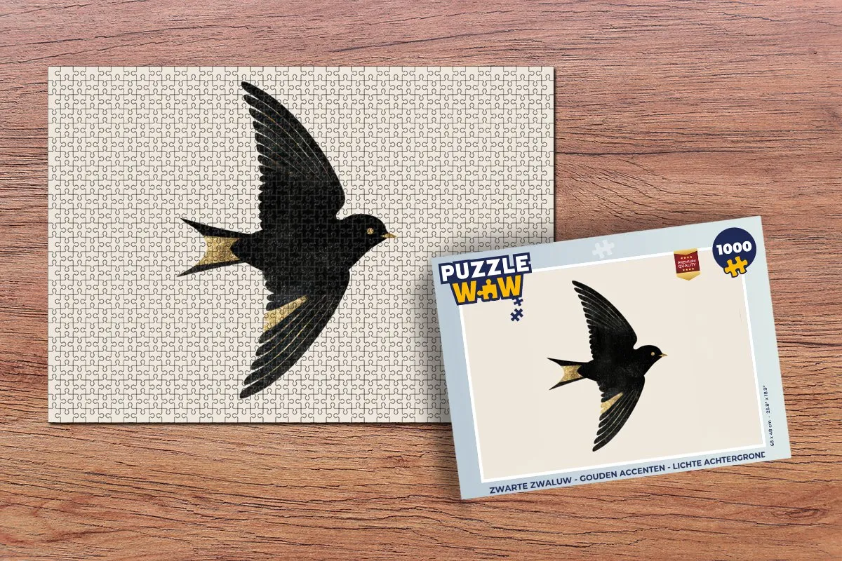 PuzzleWow Puzzel Zwarte Zwaluw 1000 Stuks - Gouden Accenten
