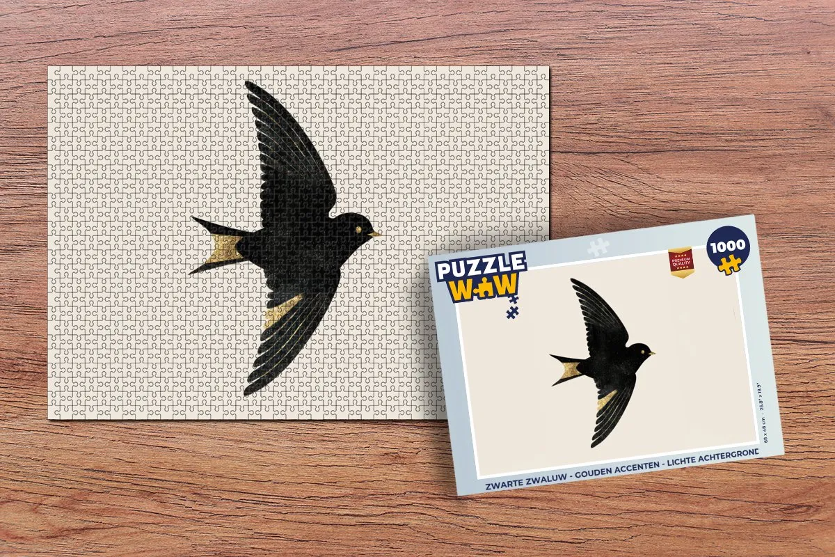 PuzzleWow Puzzel Zwarte Zwaluw 1000 Stuks - Gouden Accenten