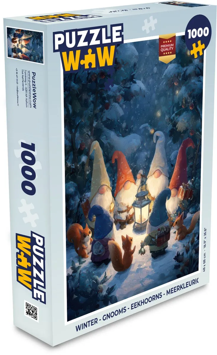 PuzzleWow Winter Gnooms Eekhoorns Puzzle 1000 Stuks