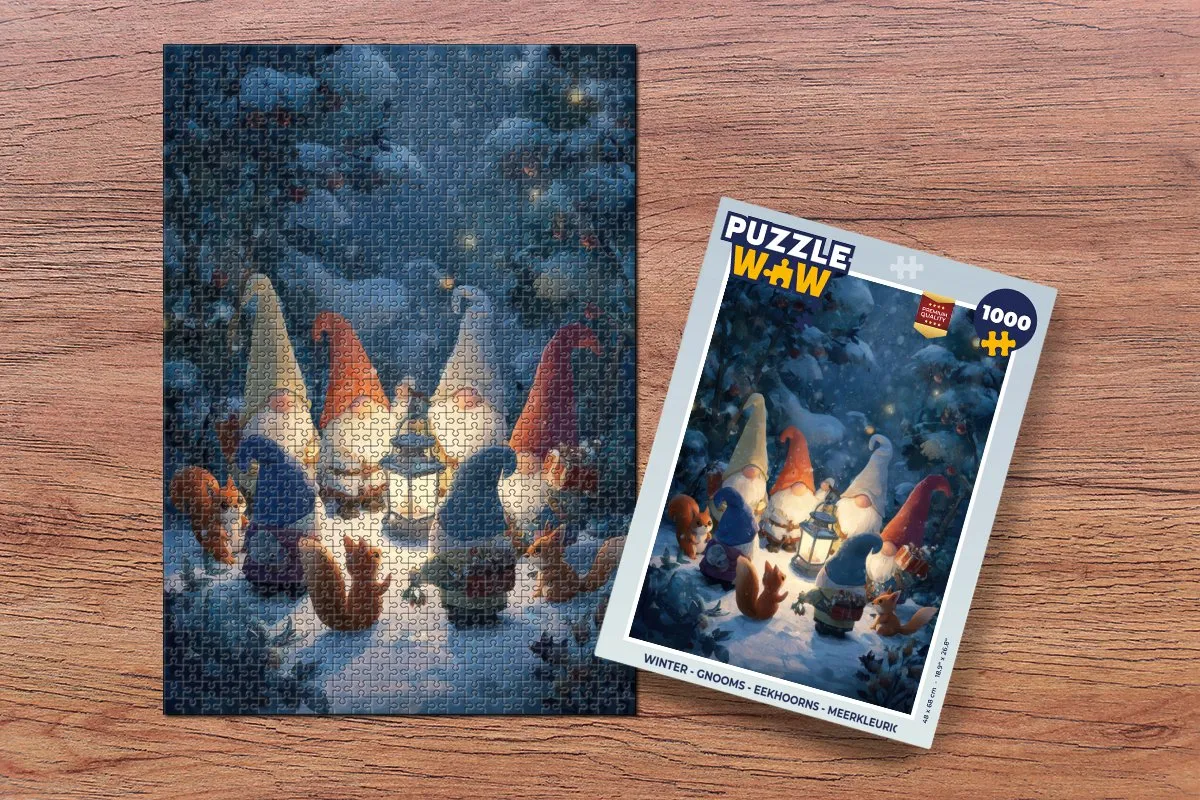 PuzzleWow Winter Gnooms Eekhoorns Puzzle 1000 Stuks - Meerkleurig