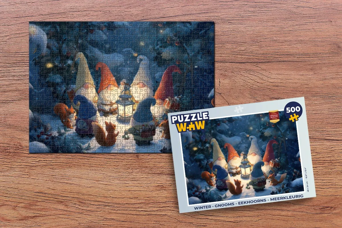 PuzzleWow Winter Gnooms Eekhoorns Puzzle 1000 Stuks - Meerkleurig
