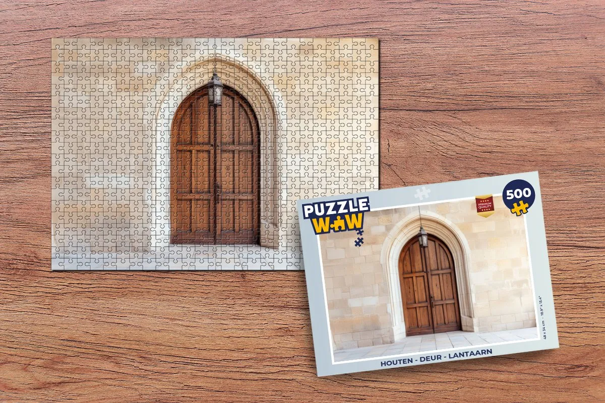 PuzzleWow Houten Deur Lantaarn Legpuzzel 500 Stuks - Beige