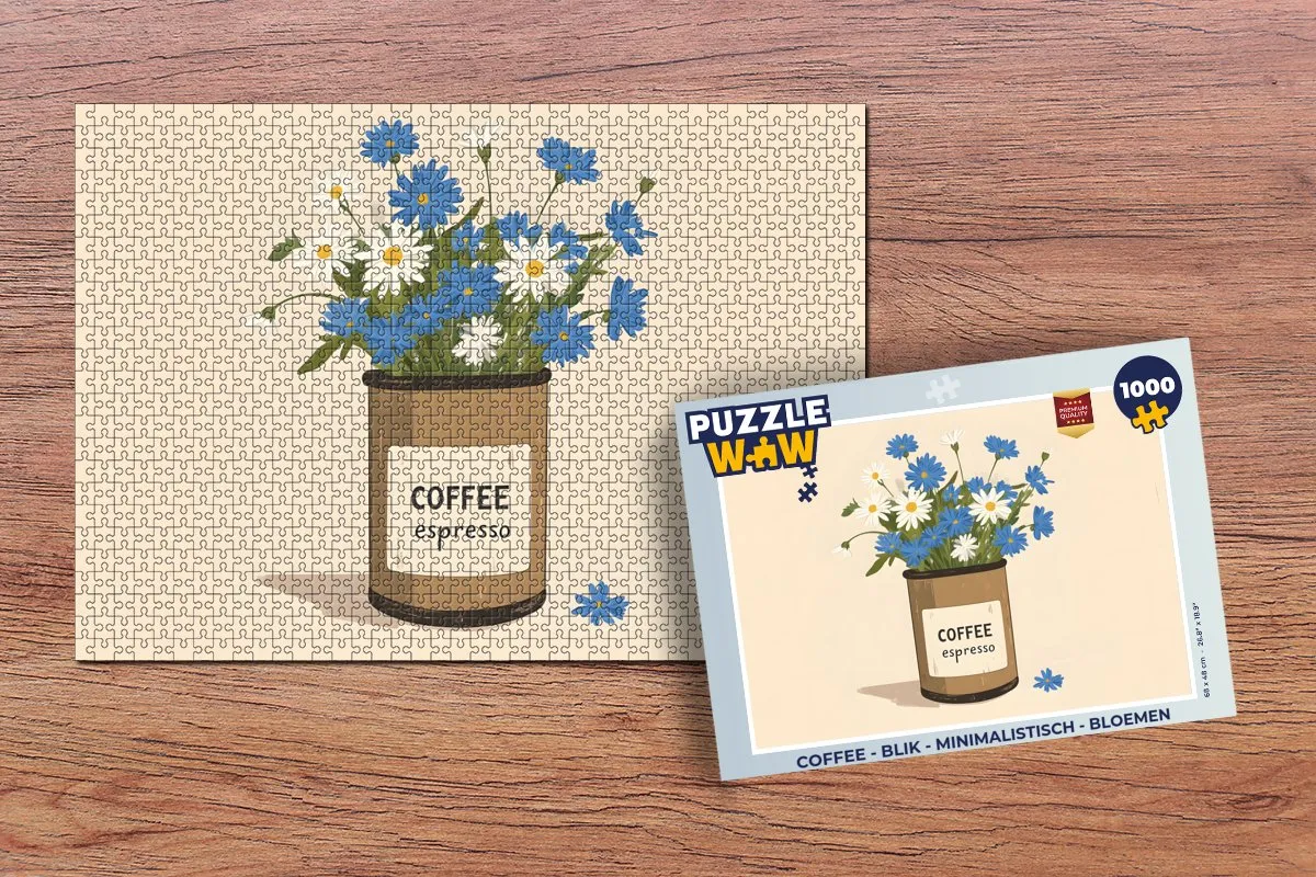 PuzzleWow Coffee Bloemen Legpuzzel 1000 Stuks - Blik
