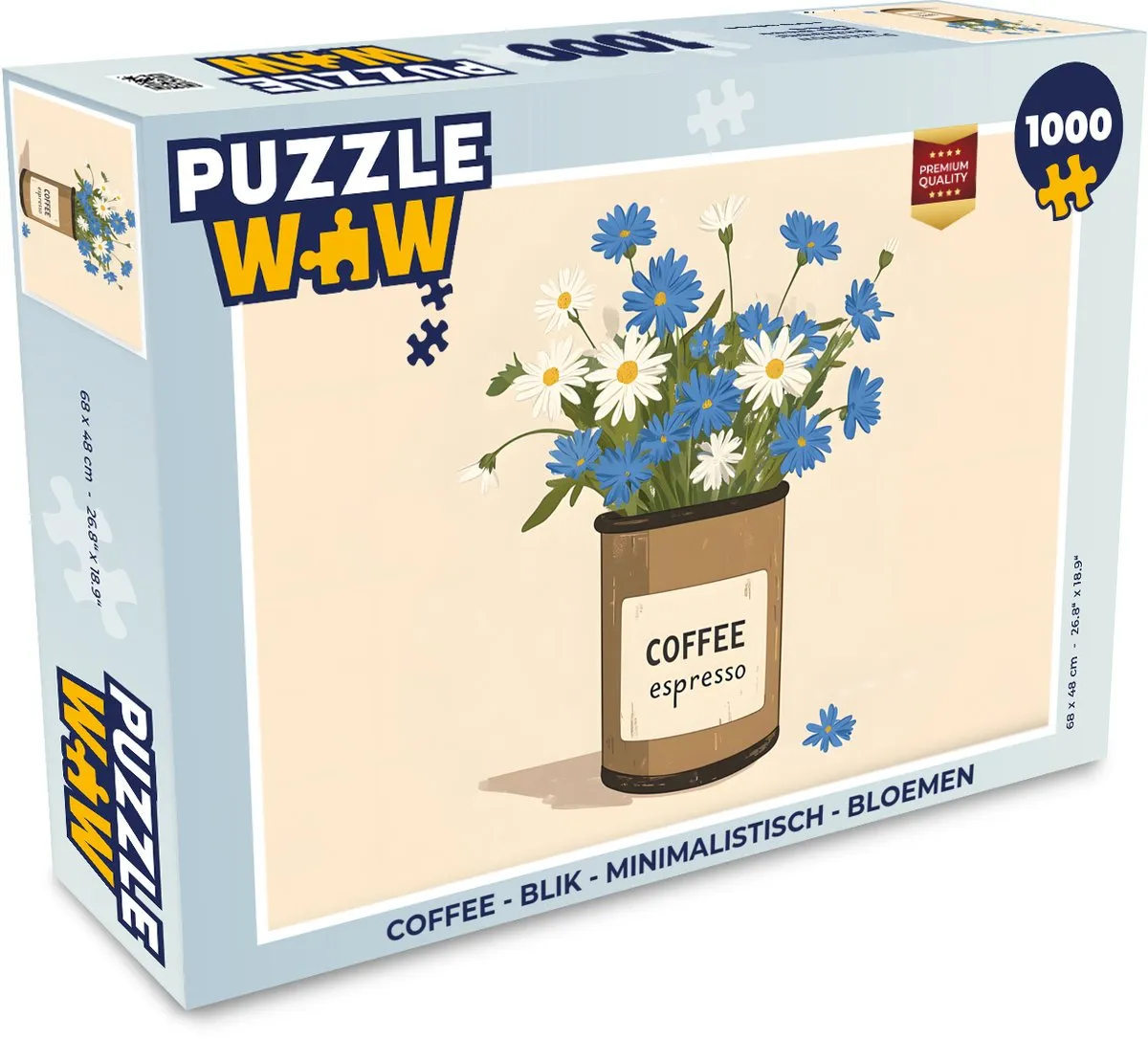 PuzzleWow Coffee Bloemen Legpuzzel 1000 Stuks - Blik