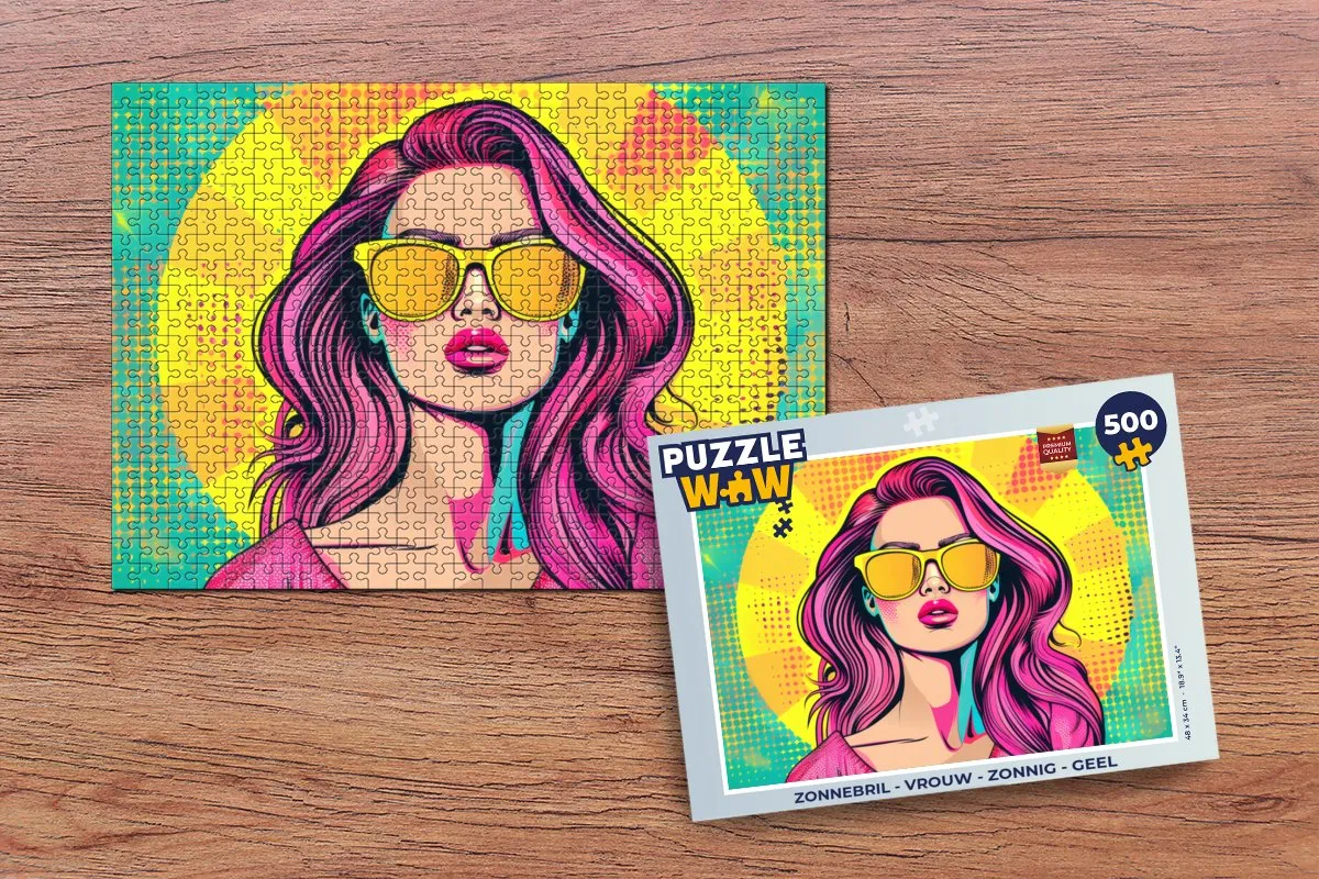 PuzzleWow Zonnebril Legpuzzel 500 Stuks - Geel