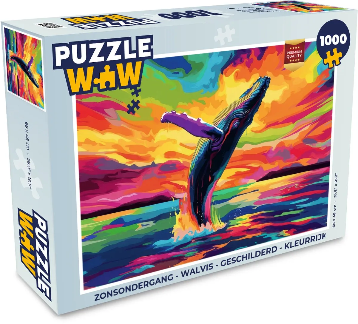 PuzzleWow Zonsondergang Walvis Legpuzzel 1000 Stuks - Kleurrijk