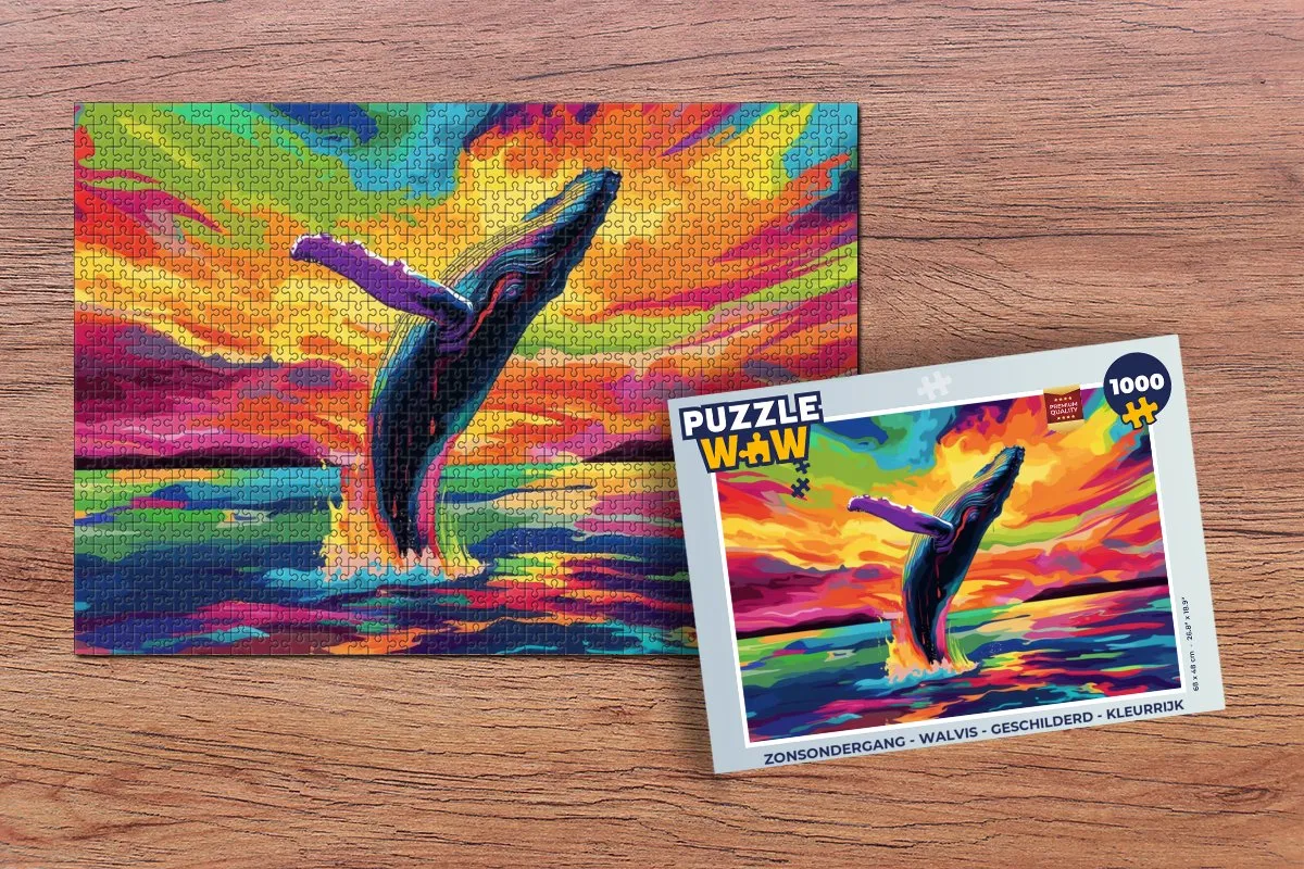 PuzzleWow Zonsondergang Walvis Legpuzzel 1000 Stuks - Kleurrijk