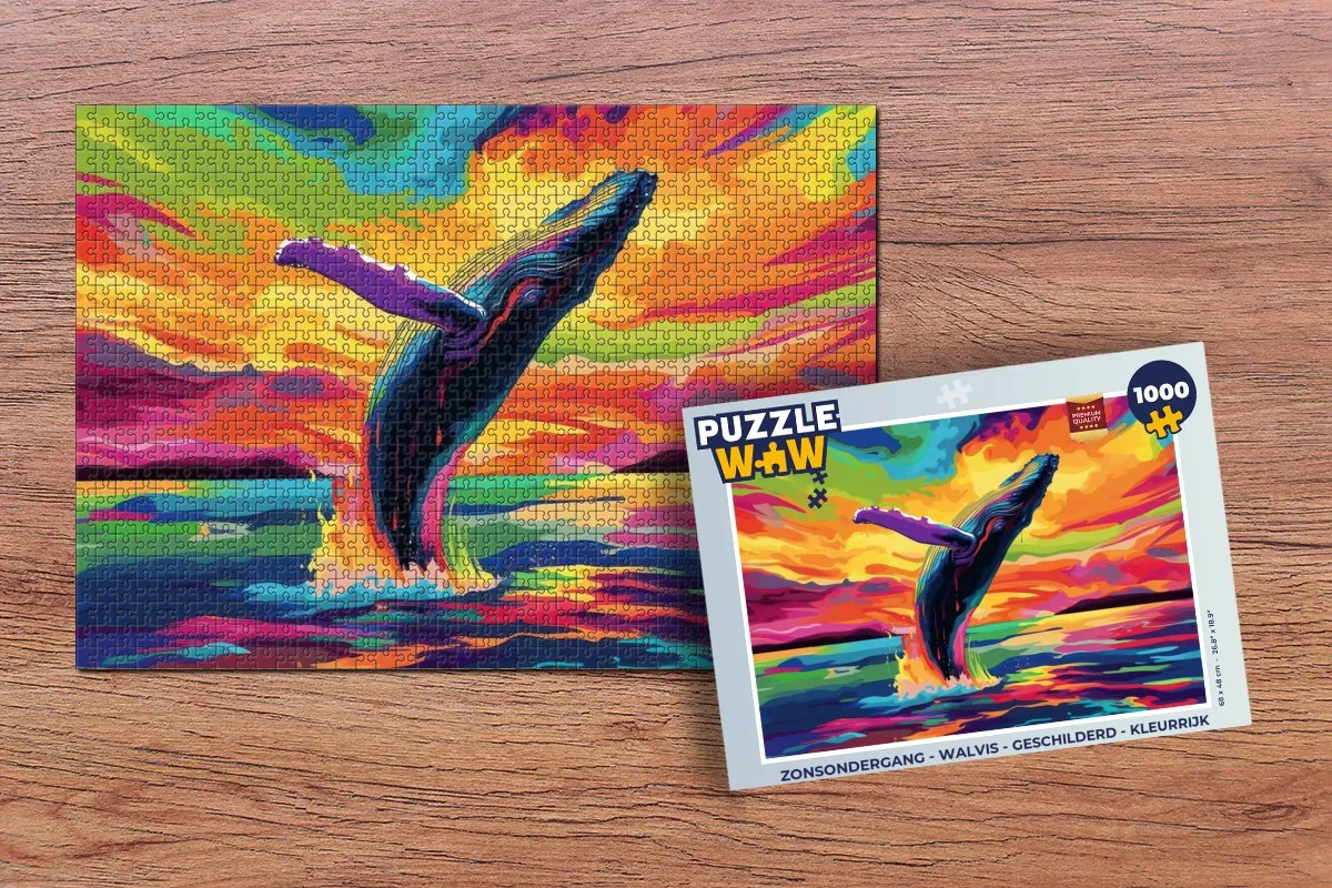 PuzzleWow Zonsondergang Walvis Legpuzzel 1000 Stuks - Kleurrijk