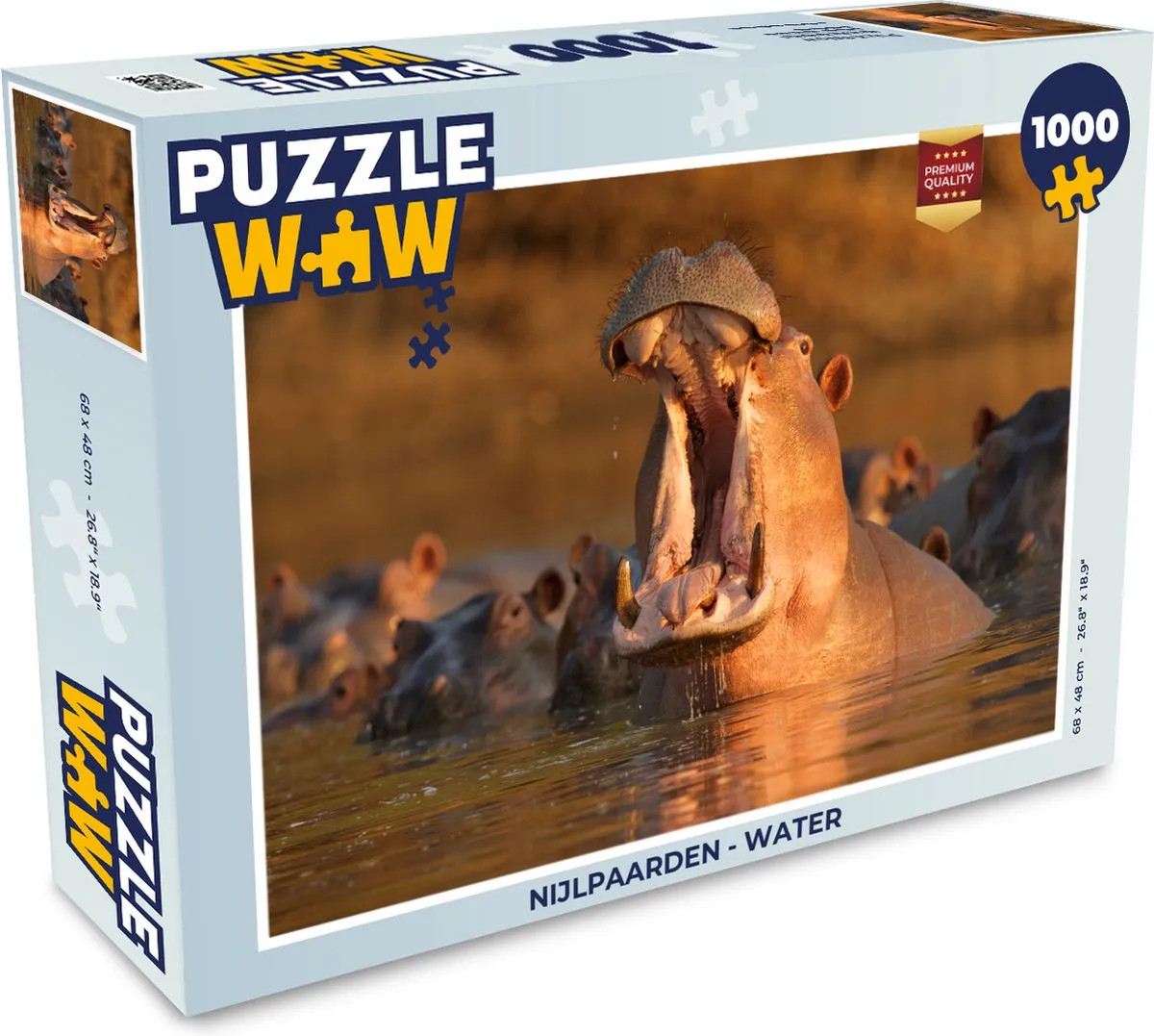 PuzzleWow Nijlpaarden Water Legpuzzel 1000 Stuks