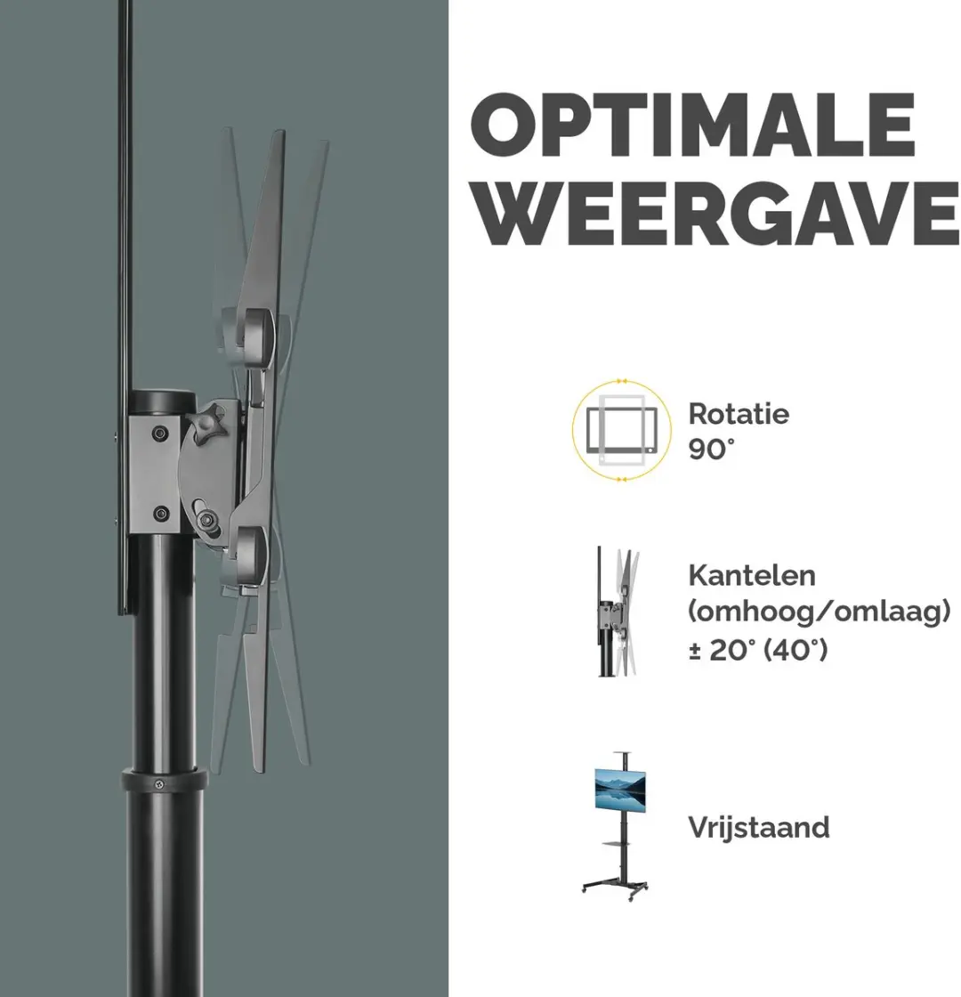 Fellowes 100136877 Verrijdbare TV Standaard 70" - 50 kg - Zwart