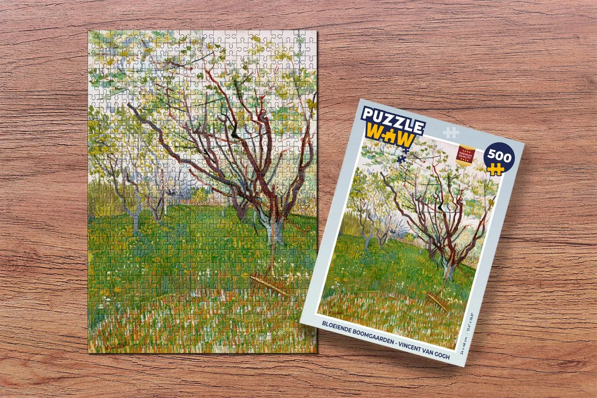PuzzleWow Vincent van Gogh Bloeiende Boomgaarden 500 Puzzelstukken - Multicolor