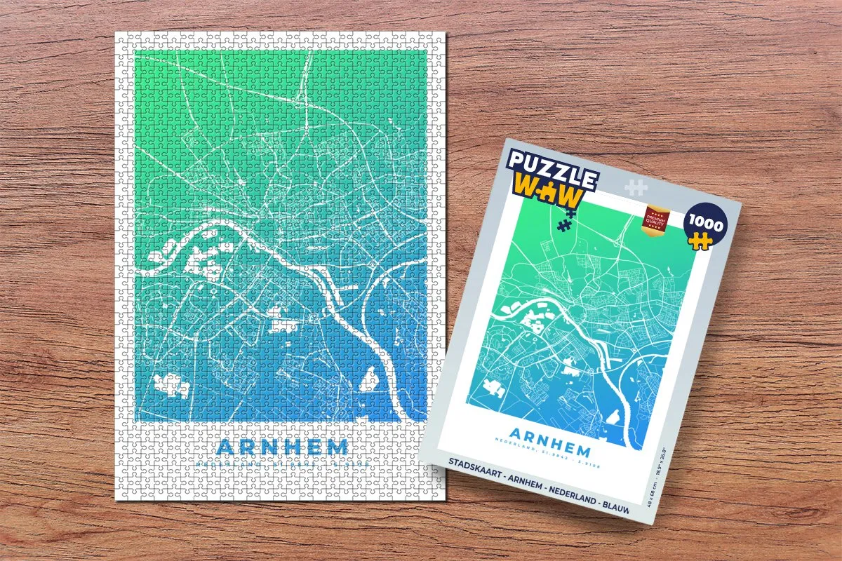 PuzzleWow Stadskaart Arnhem Nederland Legpuzzel 1000 Stuks - Multicolor