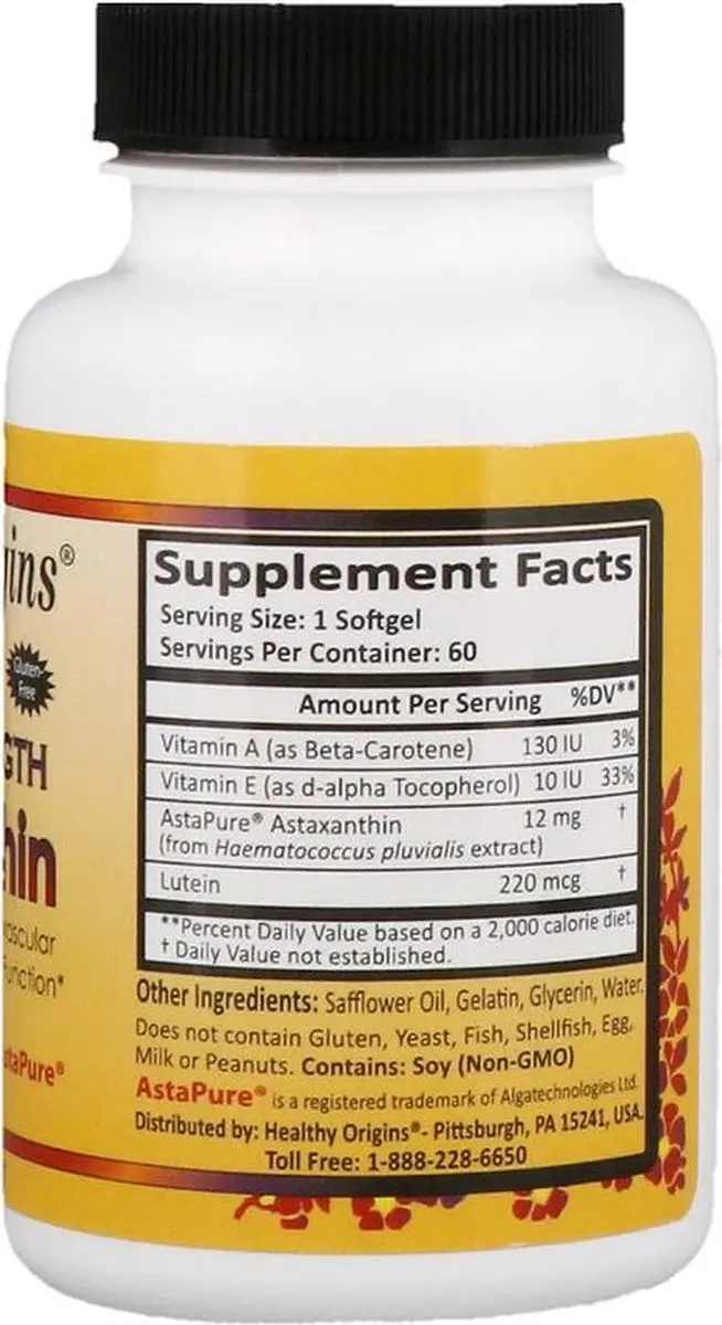 Healthy Origins Astaxanthine 12mg - 180 Softgels