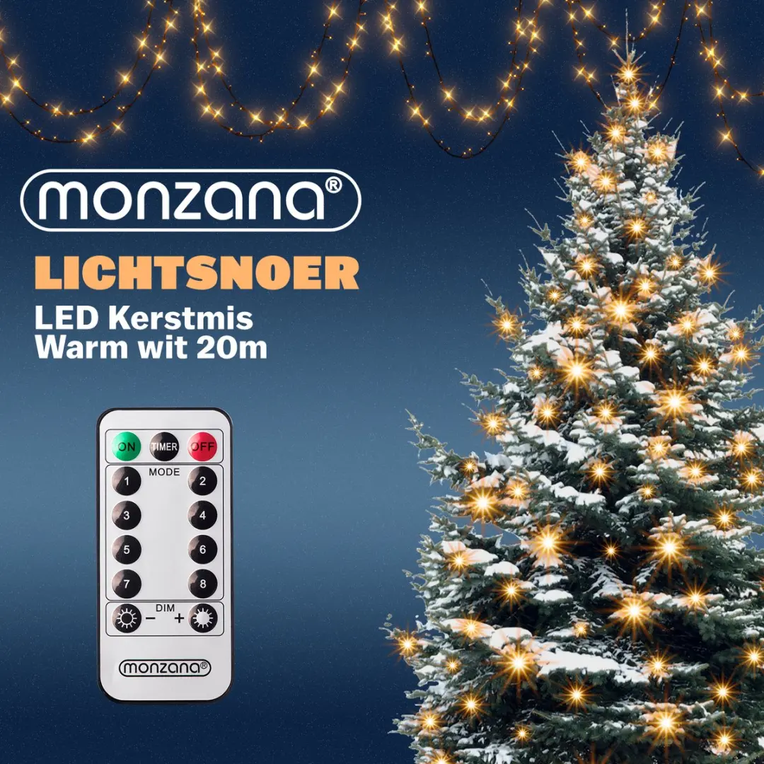 Monzana Lichtsnoer 200 Leds Warm Wit - Afstandsbediening