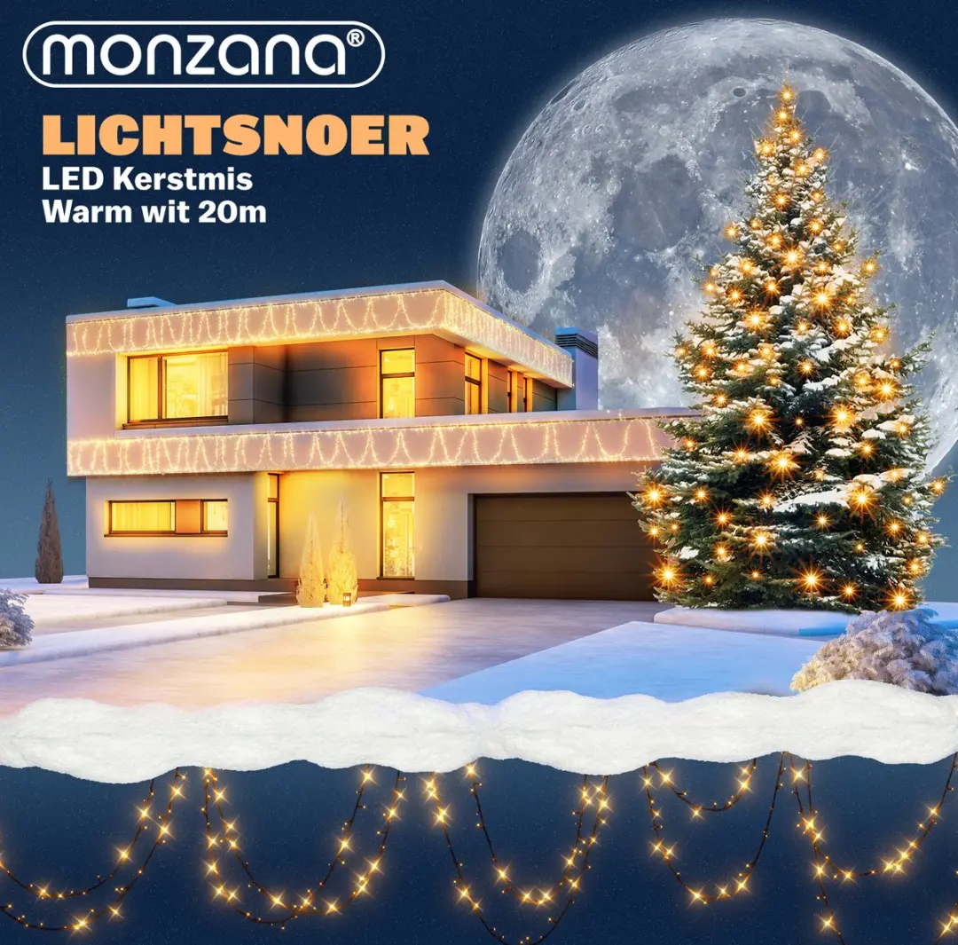 Monzana Lichtsnoer 200 Leds Warm Wit - Afstandsbediening