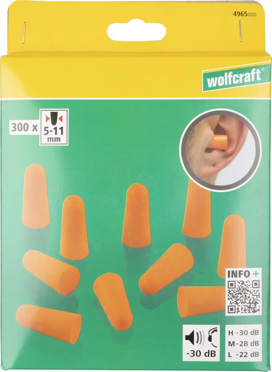 Wolfcraft Wegwerpoordoppen 300 Stuks - 30dB - Oranje